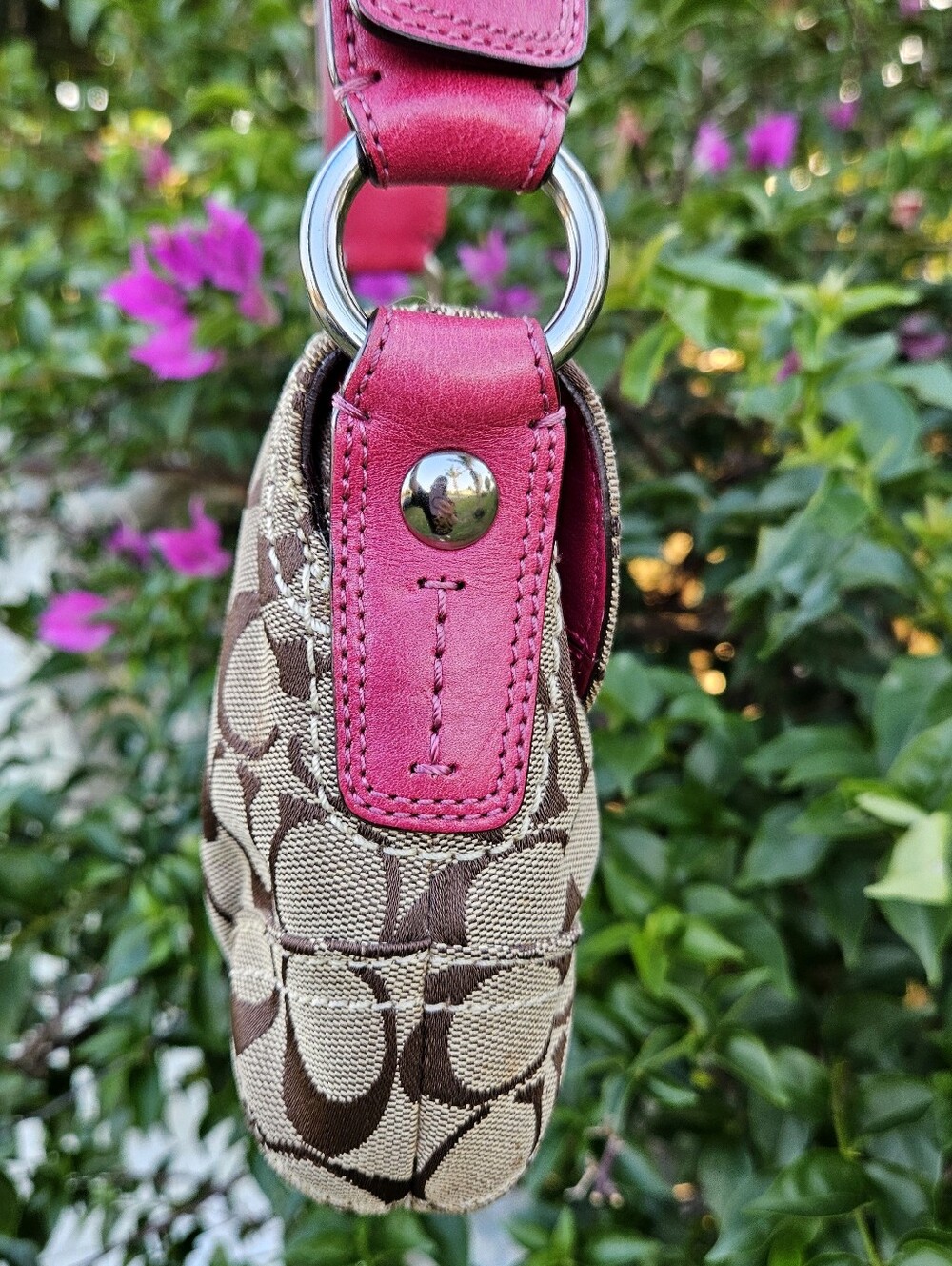 Coach Soho Mini Flap Bag 11860 Pink Fuchsia Signature Canvas Y2K Buckle - Picture 4 of 14